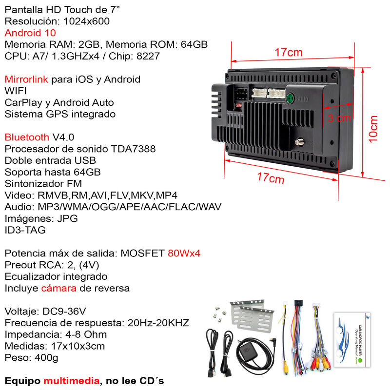 Autoest&eacute;reo Vak 1269 2 Din Android Gps Wifi Car... image number null
