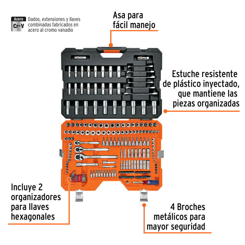 Juego 217 Herramientas 1/4' 3/8' y 1/2' Std y M... image number null