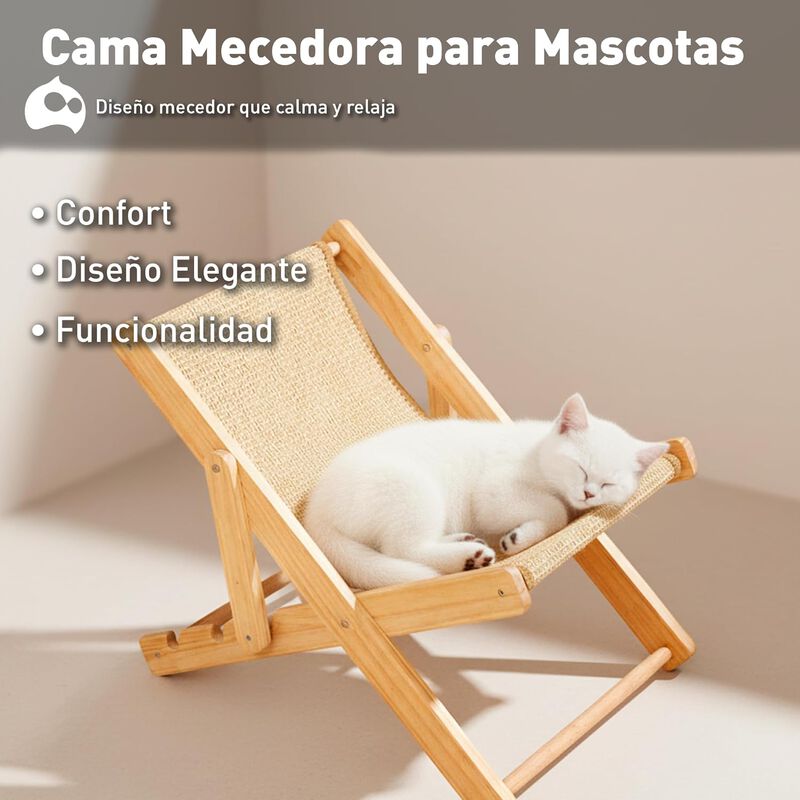 Mecedora para Gato con Rascador de Yute y Base ... image number null