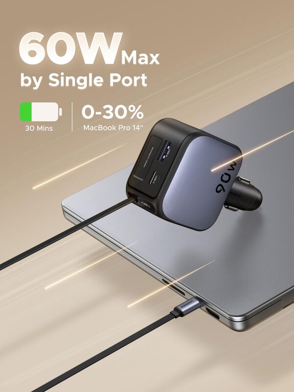 Cargador De Coche Ugreen De 90 W Retr&aacute;ctil De C... image number null