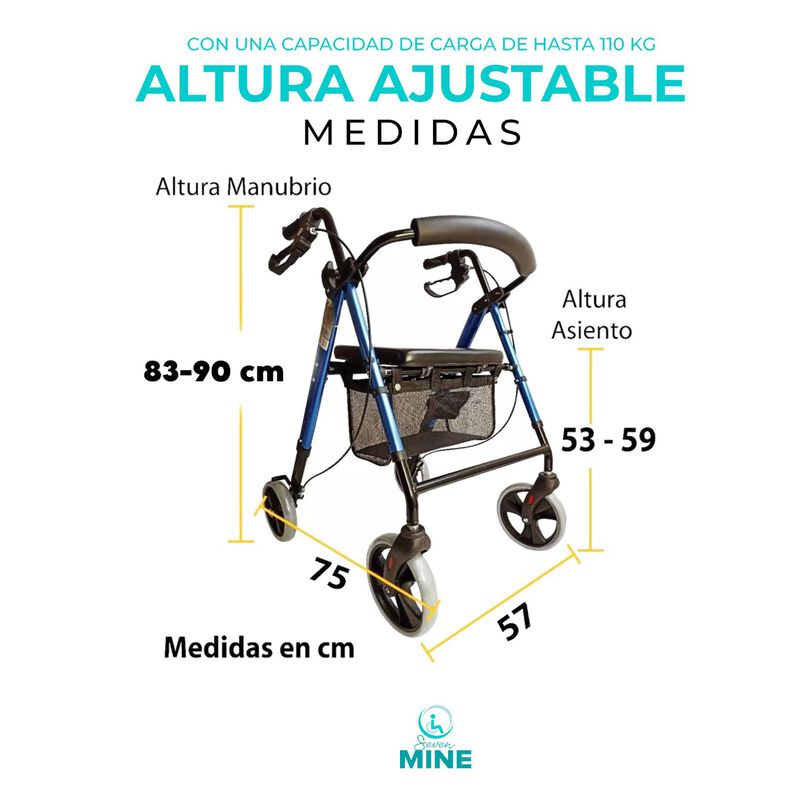 Andadera Rollator Sc-777 Azul Plegable Y Ajusta... image number null