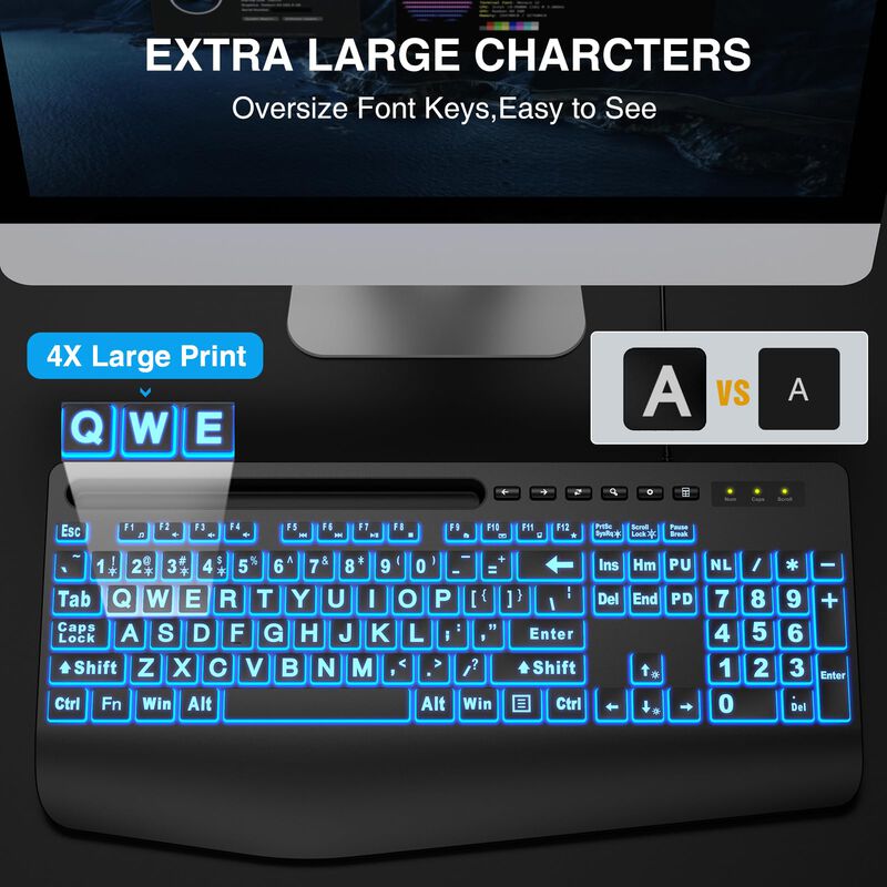 Teclados De Ordenador Sablute, Letra Grande, Re... image number null