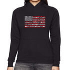 Sudadera Con Capucha Word Art Para Mujer - Bandera Americana Con Fuegos Artificiales - Negro