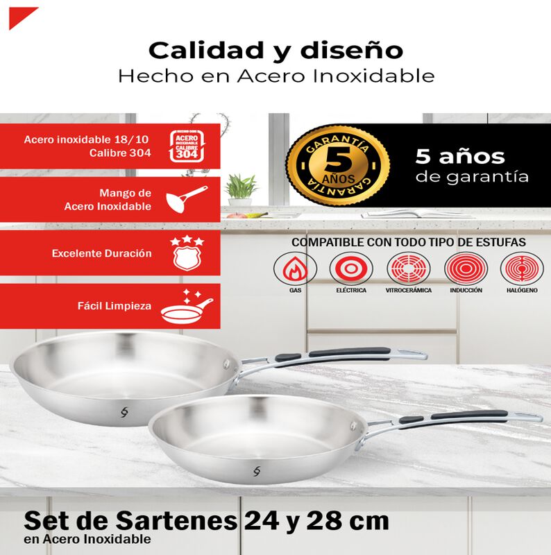 Set Sartenes De 24 y 28 Cms Acero inoxidable Bo... image number null