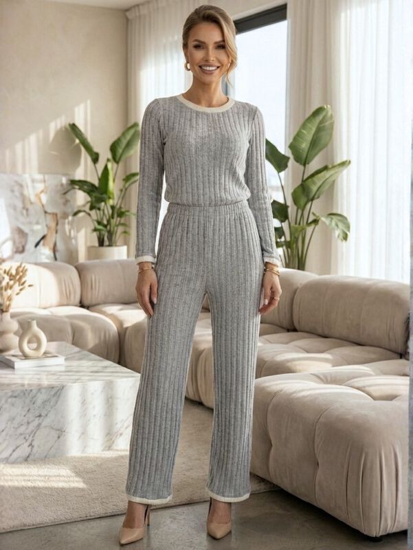 Conjunto 2 Piezas Blusa Manga Larga Y Pantal&oacute;n ... image number null