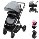 Carriola para Beb&eacute; Asiento Reversible Convertible a Bambineto Plegable Ruedas de Goma Cintur&oacute;n Apta a partir de 0 Meses - Gris
