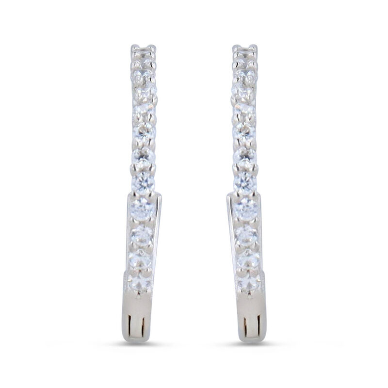 Arracadas Oro Blanco 14k Zirconias 10mm image number null