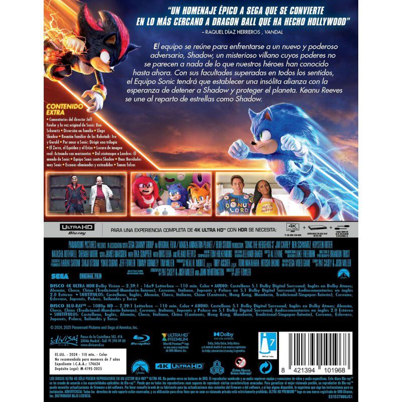 Sonic 3: La pel&iacute;cula (Steelbook 1 - Sonic) [4K ... image number null