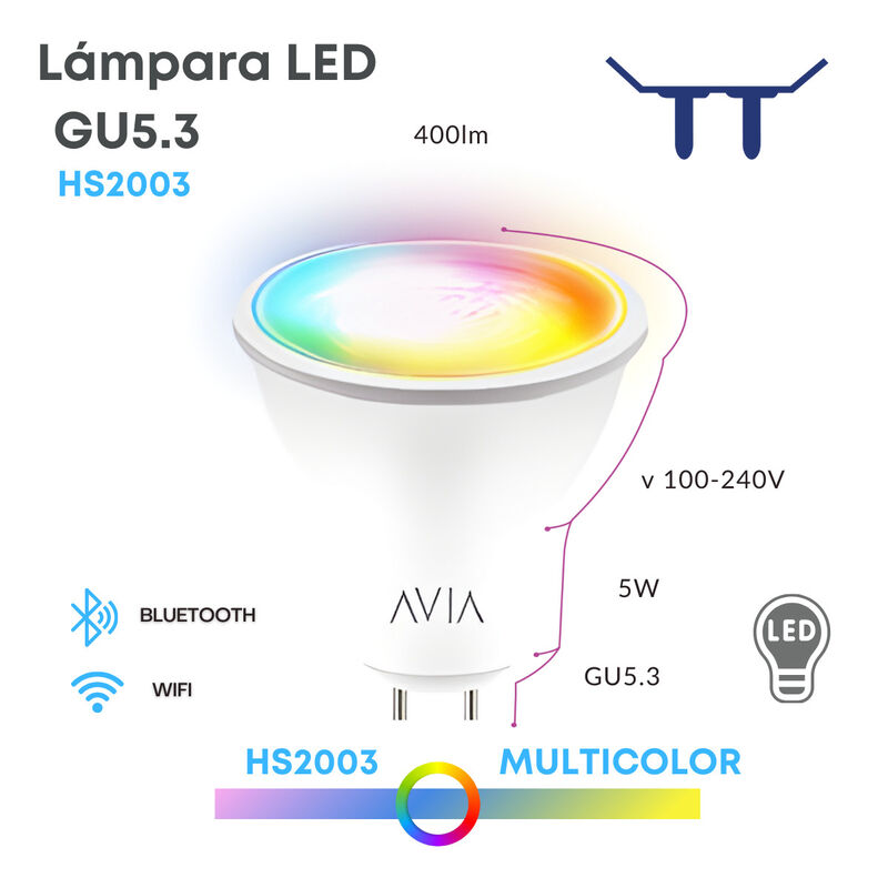 Pack 2 piezas Foco Led Dicroico Gu5.3 Inteligen... image number null