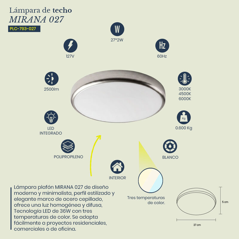 L&aacute;mpara de Techo Plaf&oacute;n LED MIL LUCES MIRANA 02... image number null