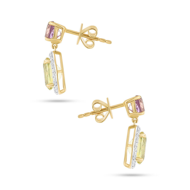Aretes De Oro Amarillo 10k Con 11pts Diamante A... image number null