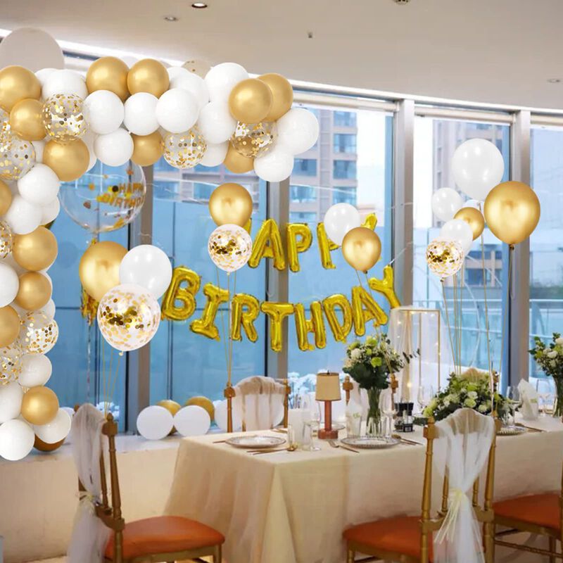Globos Mobacurty 30 cm Blanco Y Dorado 90 Pieza... image number null