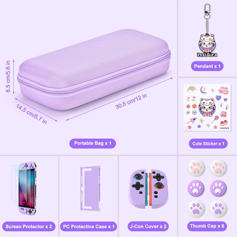 Estuche Switch 2 Innoaura 14‑en‑1 Morado image number null
