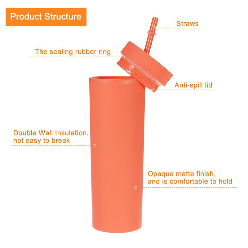 Vaso Termo Uxcell 450 ml Naranja Mate Con Tapa ... image number null