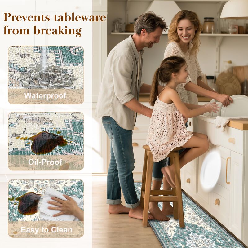 Alfombrillas De Cocina Tubeamin 2 Pzs Boho Azul... image number null