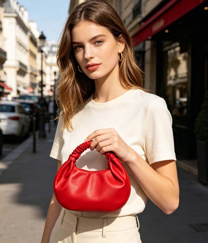 Bolso Hobo Coraid 29 cm Rojo Con Asa Superior F... image number null
