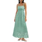 Vestido Maxi Dowerme Boho de Algod&oacute;n Verde Salvia - Talla S