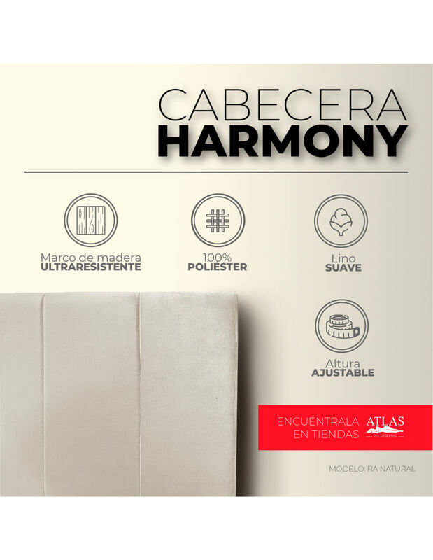 Cabecera Matrimonial Harmony con Rayas y  3 Aju... image number null
