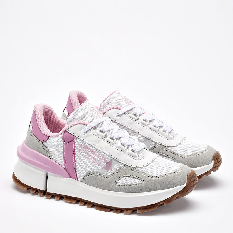 American Fire tenis para mujer blanco gris rosa... image number null
