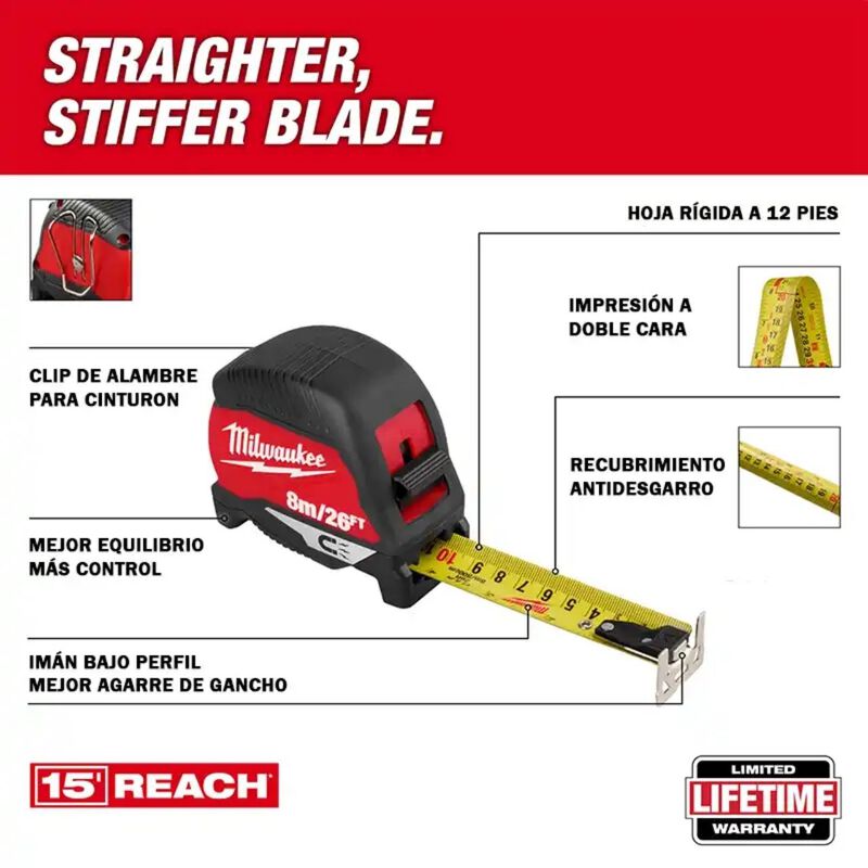 Flex&oacute;metro Magn&eacute;tico Milwaukee 48-22-1026M 8m image number null