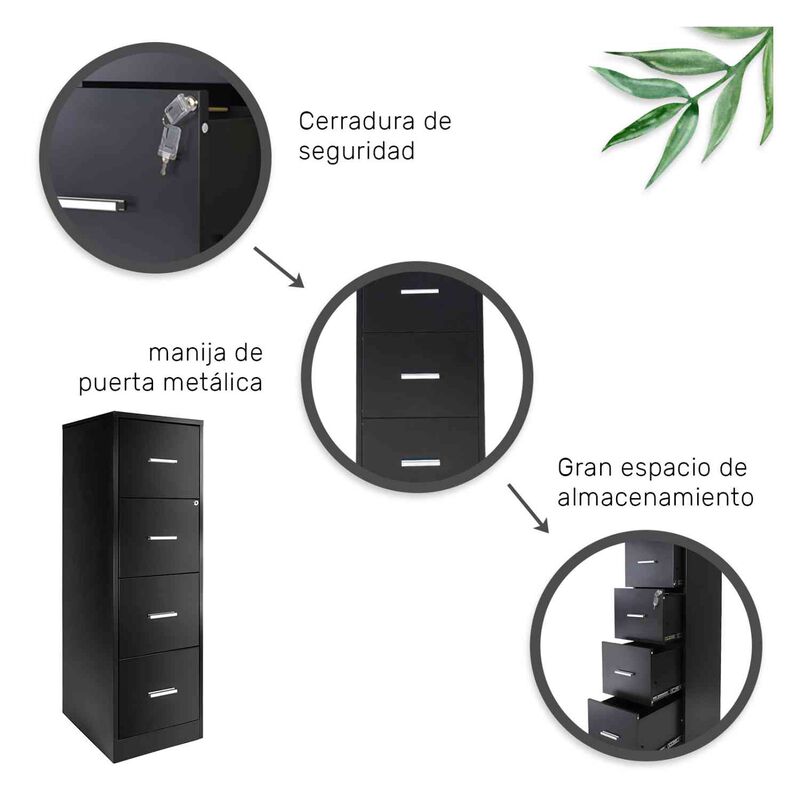 Archivero Met&aacute;lico De 4 Gavetas Tama&ntilde;o Carta Pa... image number null