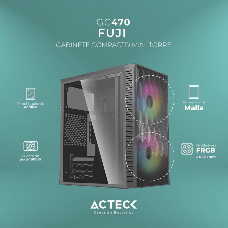 Gabinete Acteck Fuji Gc470 con Ventana Mini-Tow... image number null