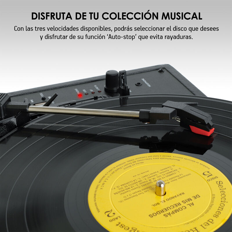 Tocadiscos Vinilo Vintage Bluetooth Estéreo Tor... image number null