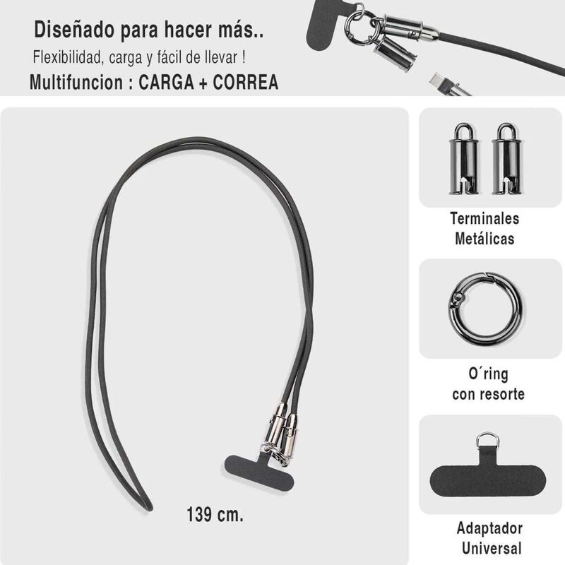 Cable Datos Correa Mybat 2en1 Usb-c A Usb-c 60w... image number null