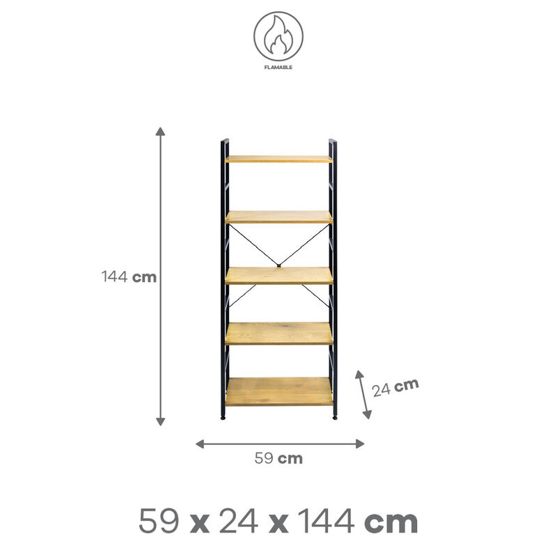 Librero Estilo Industrial con 5 Estantes de Mad... image number null