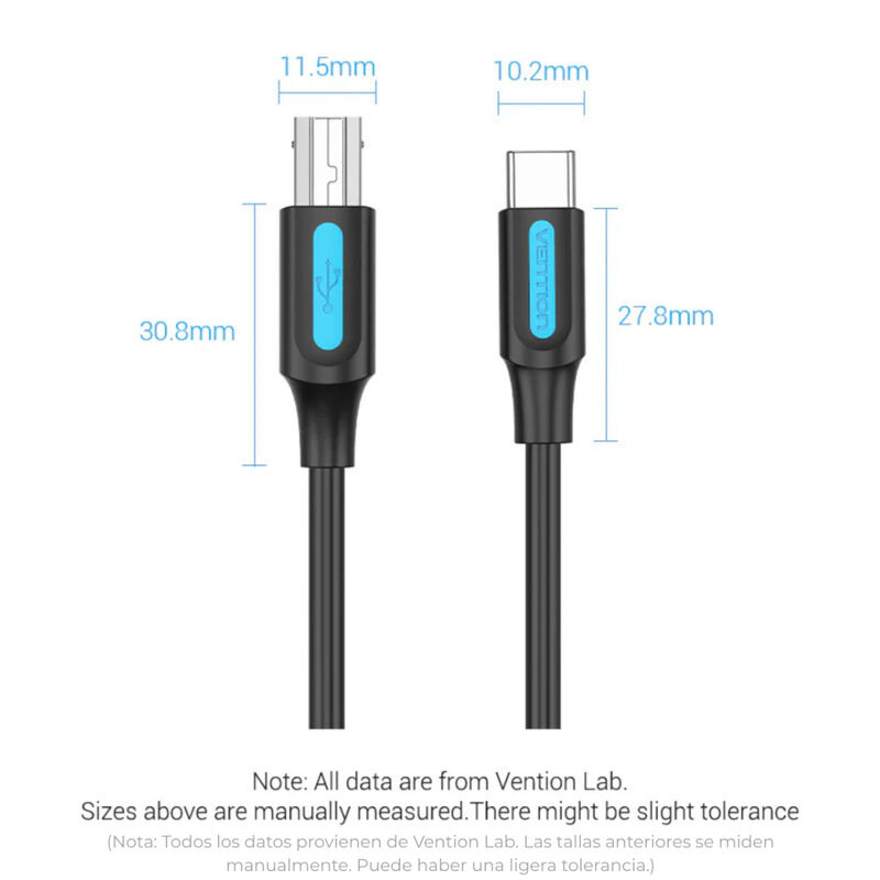 Cable de Impresora USB-C  a USB-B VENTION 2 Met... image number null