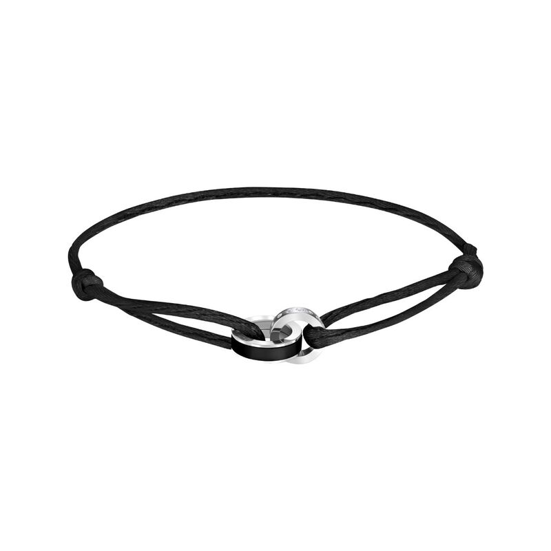 PULSERA WEWA DE SAT&Eacute;N CON CHARM NEGRO Y ZIRCONI... image number null