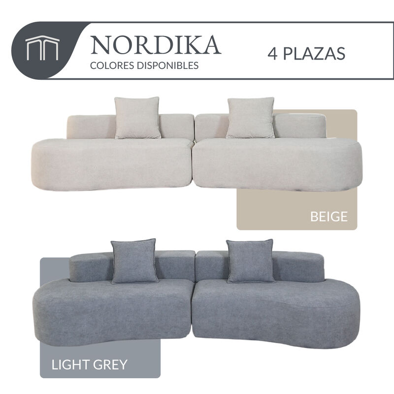 Sof&aacute; Espuma Alta densidad NORDIKA Light Grey 4 ... image number null