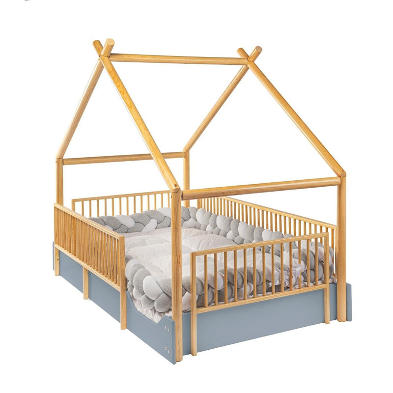 Cama Chalet Montessori de Madera con Barandales... image number null