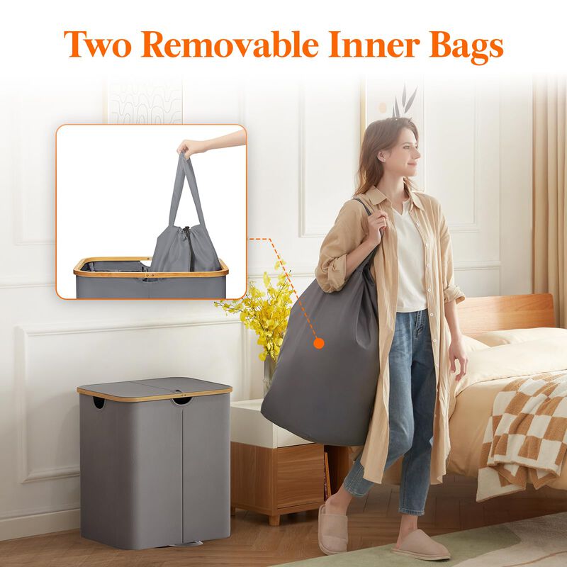 Cesto de ropa Lifewit 120 l gris con bolsa extr... image number null