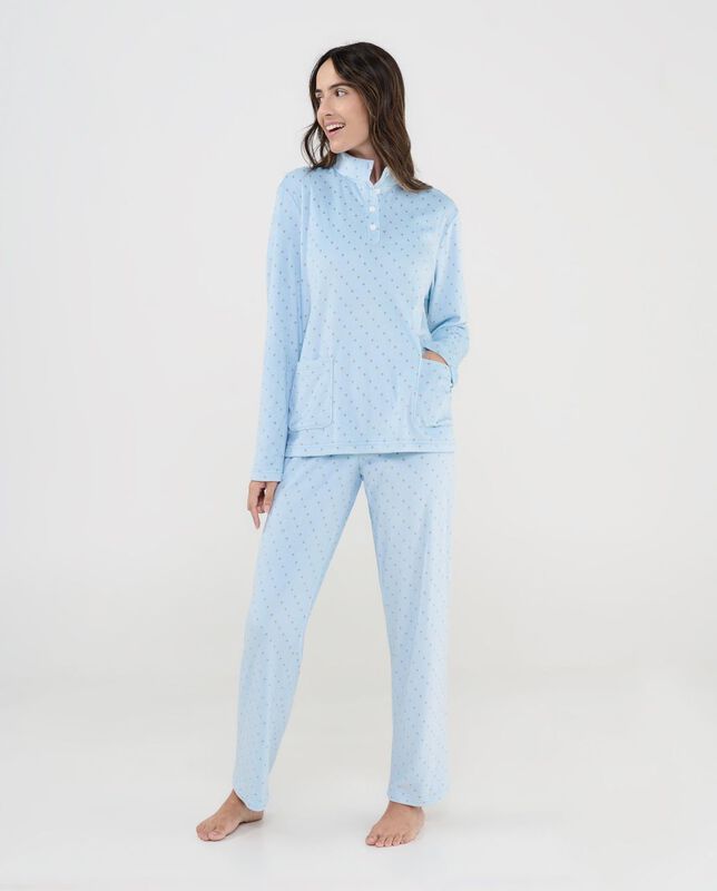 Ch&aacute;ndal con Estampado de Topos Celeste image number null