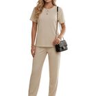 Conjunto Pantalon Y Blusa Malabis Conj-0185 Rosa Con Brillos
