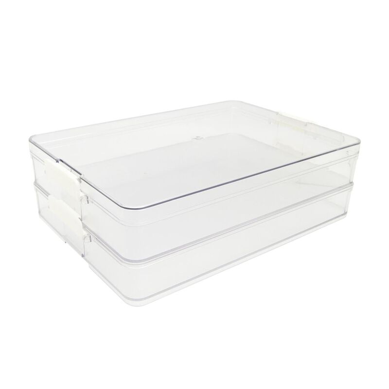 Juego con dos charolas apilables con tapa y seg... image number null