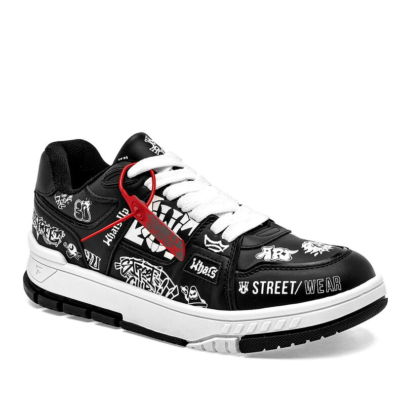 What'S U? Tenis urbano para hombre. Negro blanc... image number null