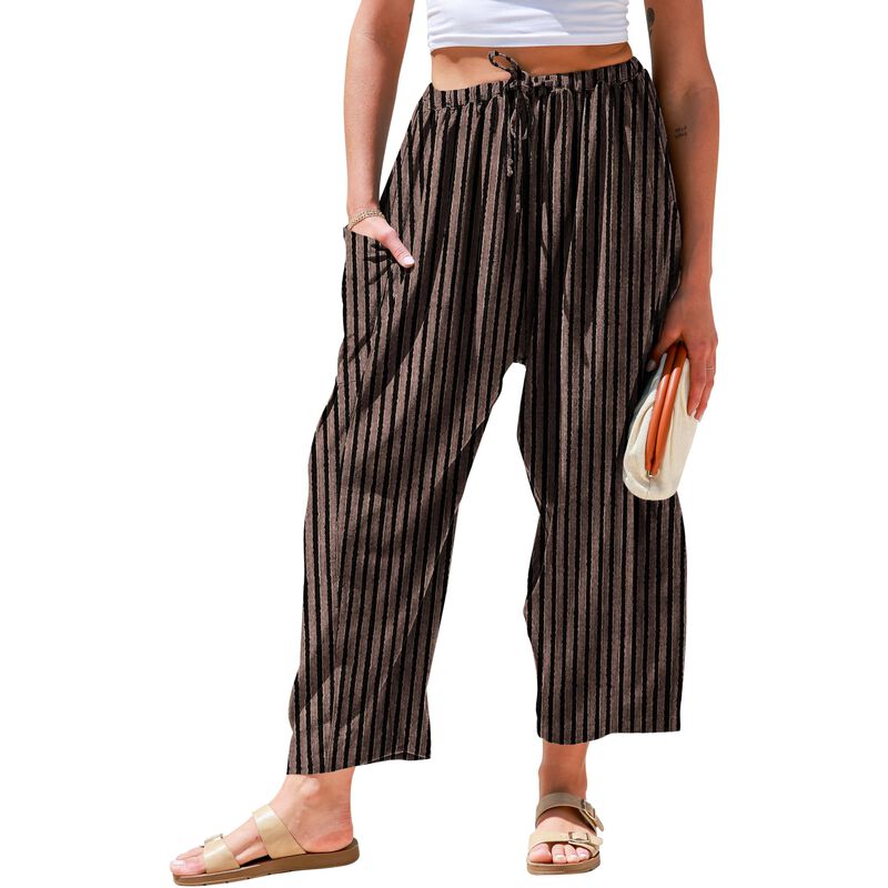 Pantalones Tarse Mujer Pierna Ancha Lino Rayado image number null