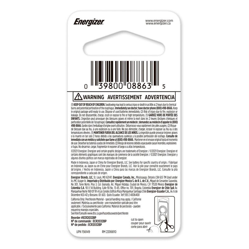Pila Boton Energizer 2032 Blister 6 Unidades 3v image number null