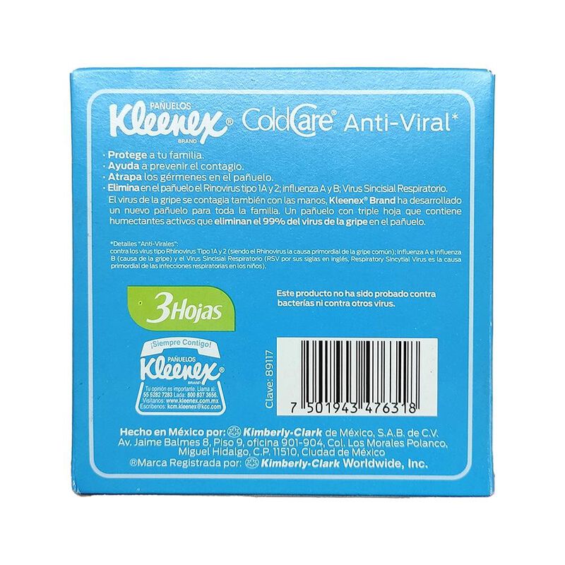 Pa&ntilde;uelos Kleenex Anti-viral 80 Pzs image number null