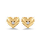 Broqueles En Forma De Corazon De Oro Amarillo 10k Con 2pts De Diamante