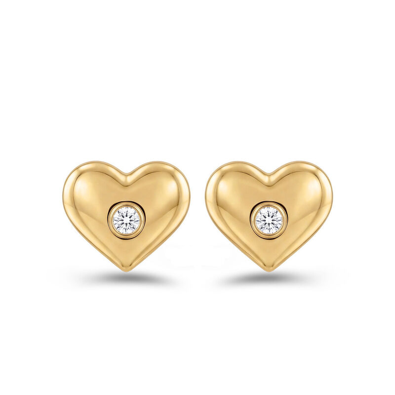 Broqueles En Forma De Corazon De Oro Amarillo 1... image number null