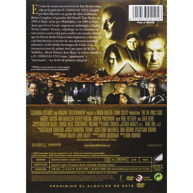 El C&oacute;digo Da Vinci (1 Disco) [dvd] image number null