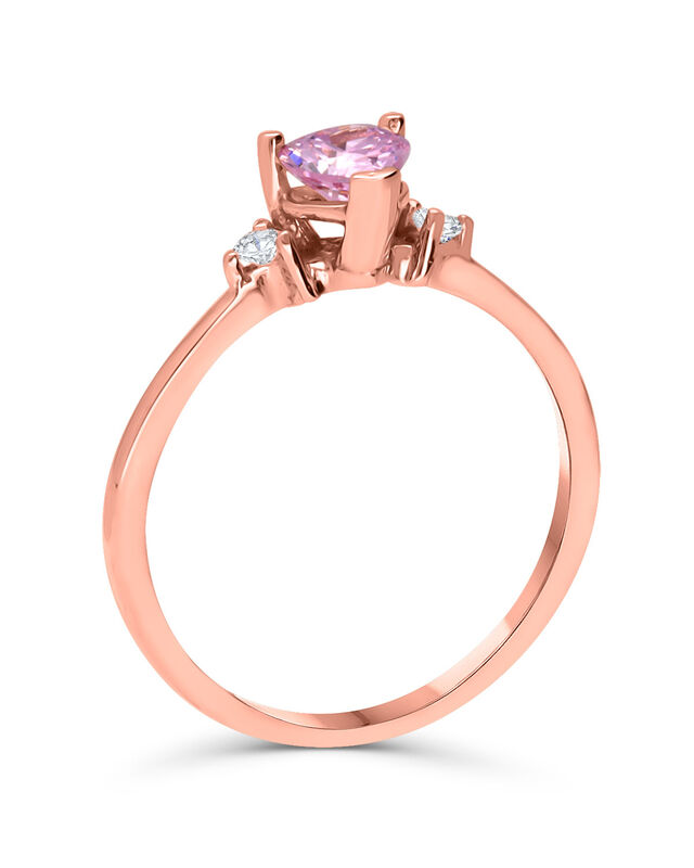 Anillo En Oro Rosa 14k Con Zirconia Coraz&oacute;n Ros... image number null