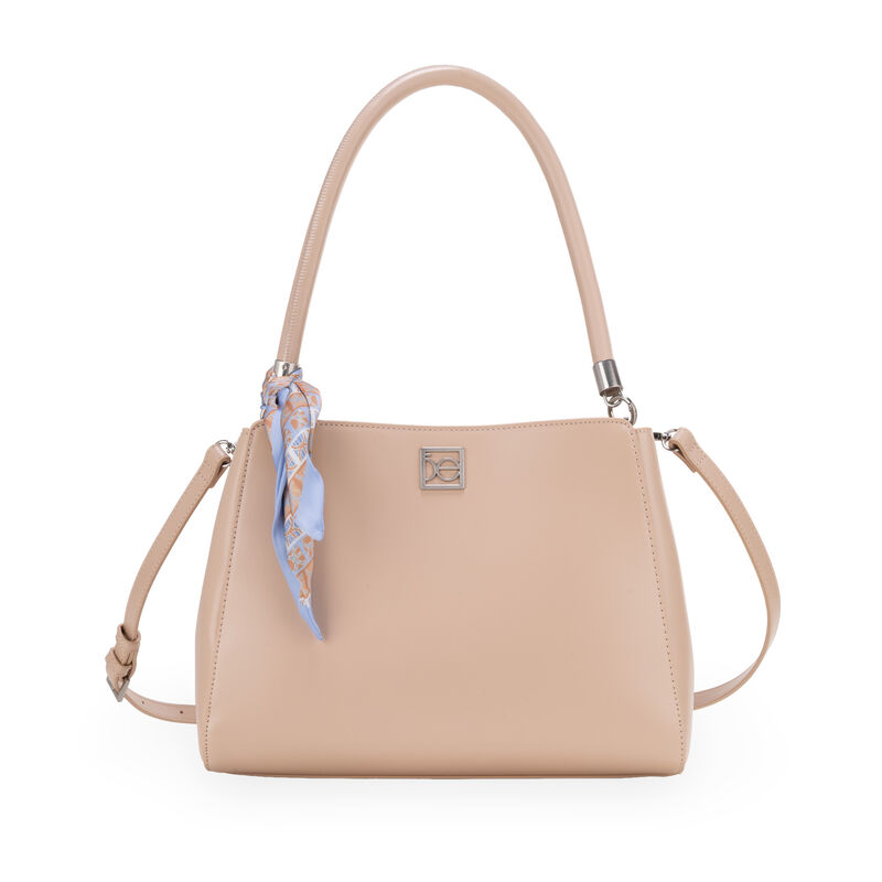 Bolsa Satchel Mediana Con Mascada Color Camel image number null