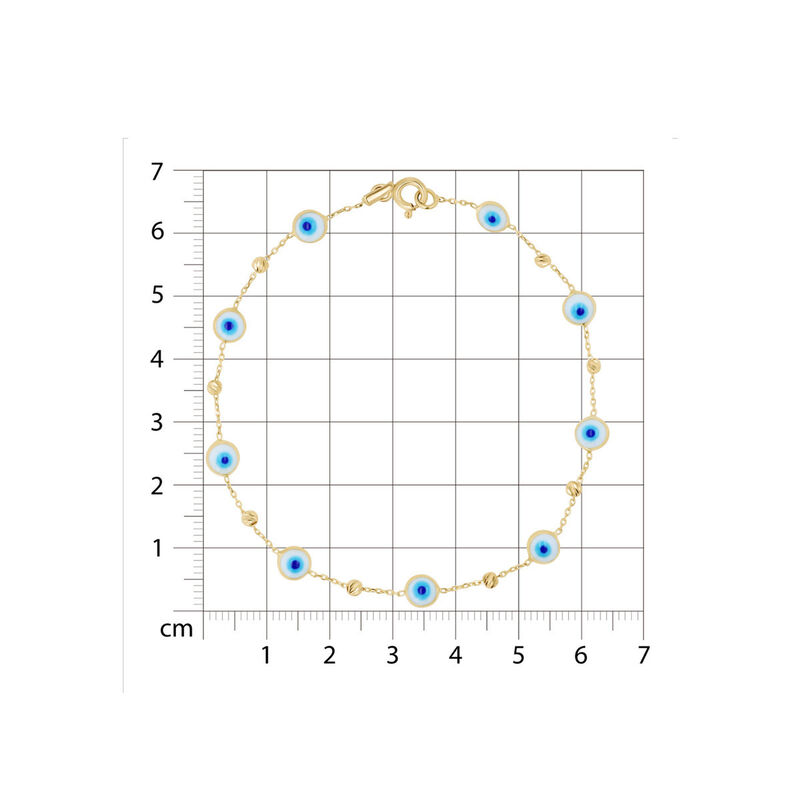 Pulsera Oro Amarillo 14k Con Ojo Turco Azul (18... image number null