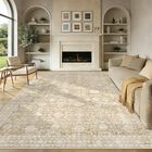 Alfombra Losbulake 244 cm &times; 152 cm Lavable Con Estampado Floral Marr&oacute;n