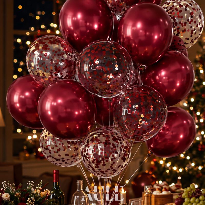 Set De 42 Globos Aule 30 cm Burdeos Con Confeti image number null