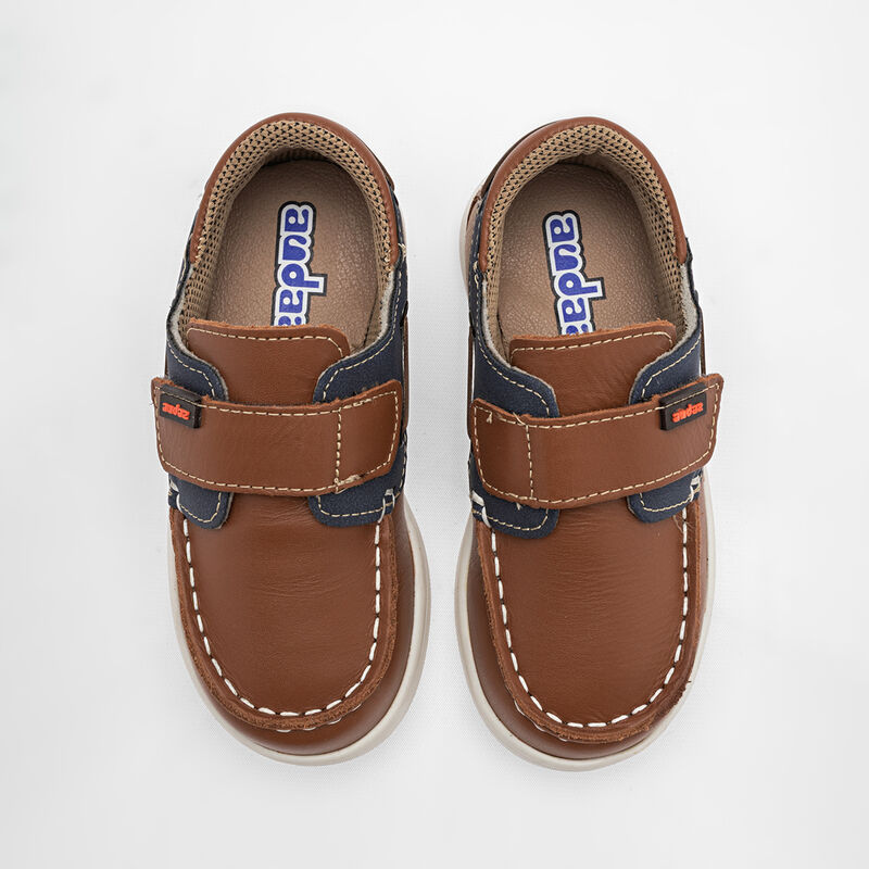Audaz Zapato Casual De Piel Para Ni&ntilde;o Camel Mar... image number null